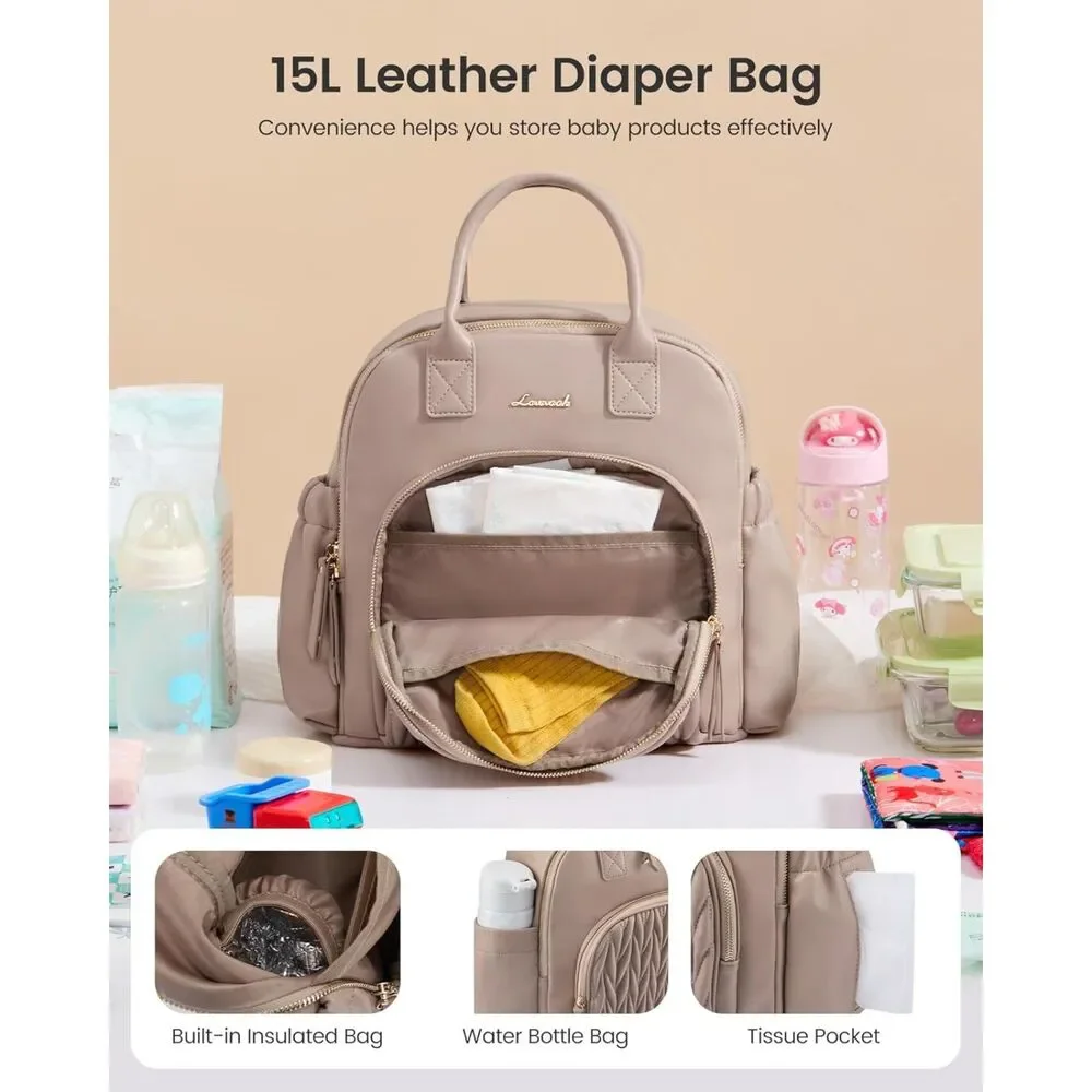LOVEVOOK Small Fashionable 16L Diaper Bag Backpack for Mom & Dad